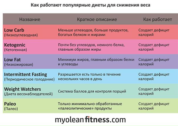 Отличная инфографика от Myolean Fitness. Диеты разные, работают одинаково: чудес не бывает!