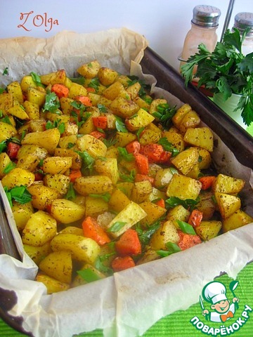 Картофель и морковь, запеченные в духовке