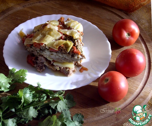 Баклажаны с мясом и овощами