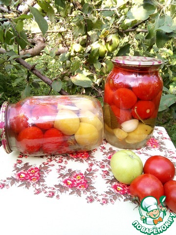 Маринованные помидоры с яблоками без уксуса