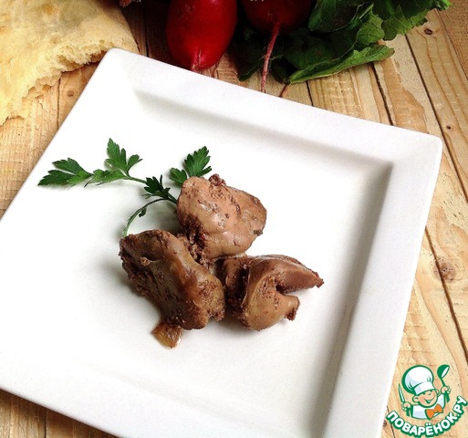Куриная печень с томатами в СВЧ