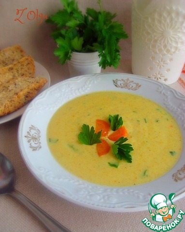 Кабачковый суп-пюре с плавленым сыром