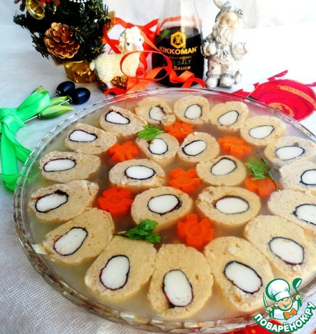 Новогоднее заливное из рыбных рулетов