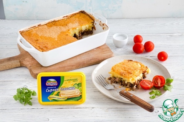 Картофельно-сырная запеканка с мясом