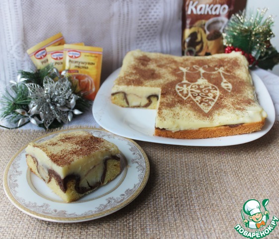 Пляцок с яблоками и пудингом