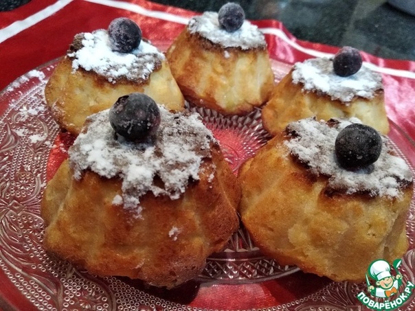 Творожные кексы с печеными яблоками