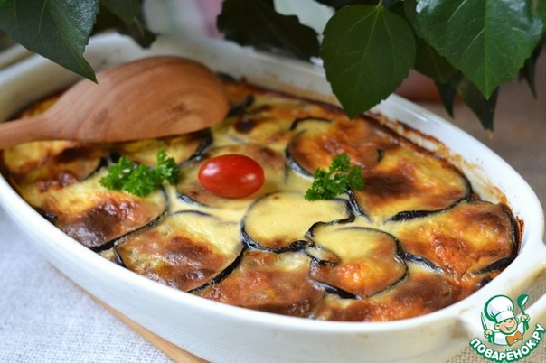 Макаронная запеканка с баклажаном