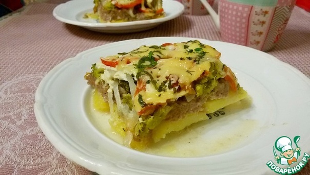 Запеканка с мясным фаршем и овощами