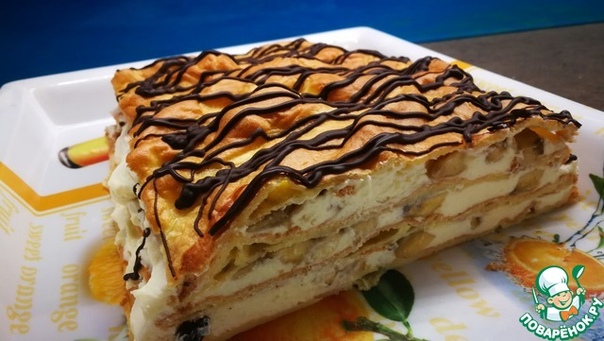 Торт с творожным кремом и бананами