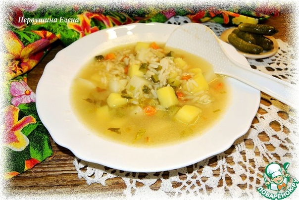 Быстрый рассольник с рисом