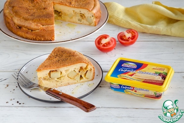 Заливной сырный пирог с картофелем