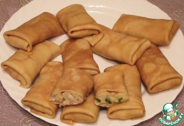 Заварные блины на молоке с начинкой