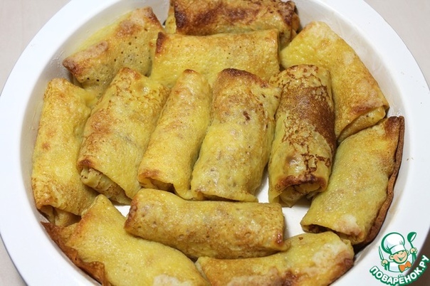 Кружевные блины с начинкой из яблок