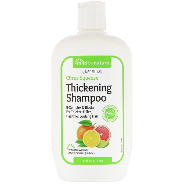 Mild By Nature, Thickening B-Complex + Biotin Shampoo by Madre Labs, No Sulfates, Citrus Squeeze, 14 fl oz (414 ml)