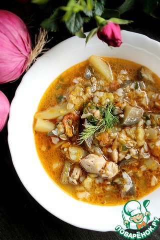 Гречневый суп с баклажанами