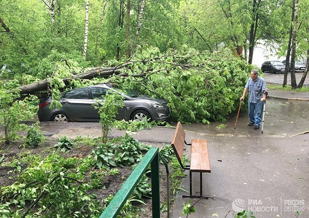 На российскую столицу обрушился сильнейший ураган. Последствия разгула стихии — в фотоленте Ria.ru: 