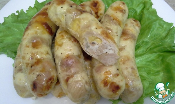 Домашние колбаски из курицы с сыром
