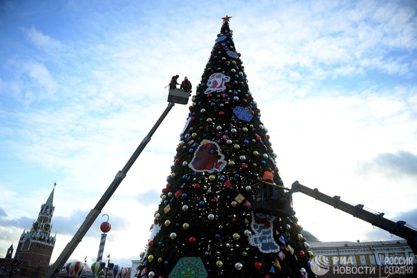 На Красной площади украсили новогоднюю елку: 