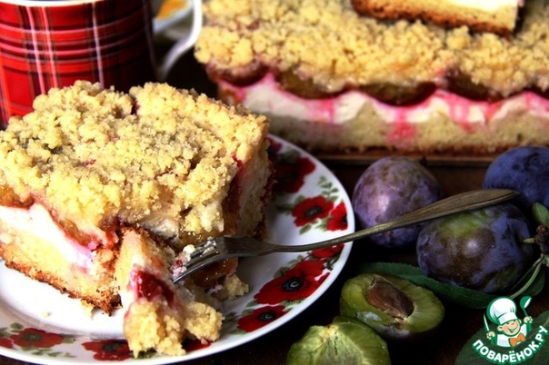 Баварский пирог с творогом и сливами Баварский пирог с творогом и сливами