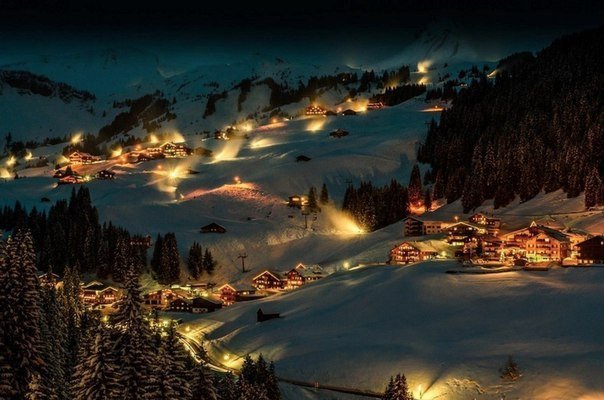 Ночь в деревне Брегенцервальд, Австрия