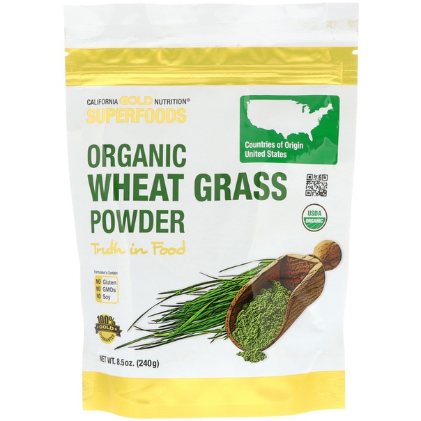 California Gold Nutrition, Superfoods, Organic Wheat Grass Powder, 8,5 унции (240 г)