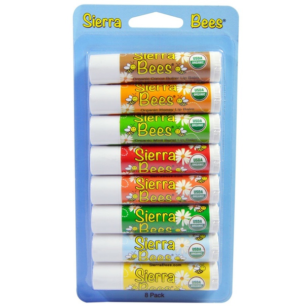 Sierra Bees Органические бальзамы для губ Variety Pack, 8 Pack, .15 oz (4.25 g) Each